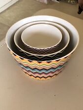 MISSONI FOR TARGET ZIG ZAG STONEWARE MIXING NESTING 3 PIECE BOWLS SET picture