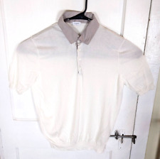 Jil Sander White Knit Golf Polo Shirt Sz.52 Italy Made Cuff Sleeve Designer Med. picture