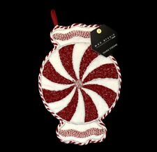 Max Studio Peppermint Candy Shaped Christmas Stocking Beaded Holiday Embellished picture