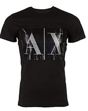 ARMANI EXCHANGE Box Logo Black Silver Designer Slim Fit Mens T-shirt S-2XL NWT picture