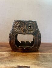 Vintage MCM Ceramic Hanging Owl Ashtray/Votive Holder Retro Brown 5.5” X 5.5” picture