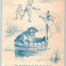 c1880s Cute Dog Bucket Lost Lake Trade Card 