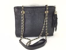 BALLY Quilted Chain Strap Black Leather Double Strap Shoulder Bag ~ ITALY ~ picture