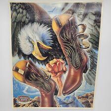 Vintage 1984 Nocona Boot Co Advertising Poster Bald Eagle Western Cowboy 24x19 picture