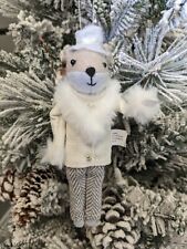 Target Wondershop Tan Fox  In A Coat & Hat Cream & Gray Winter Ornament 7