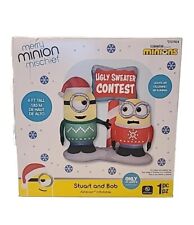 6 Ft Minions Ugly Sweater Contest Lighted Yard Inflatable - Never Opened in Box picture