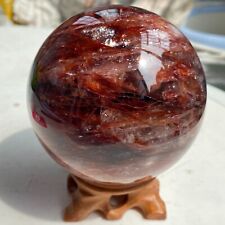 2.16LB Top Natural Red Glue Flower Quartz Crystal Ball Reiki Energy Healing R01 picture
