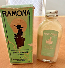 Vintage Ramona Shoe Neutral Cream in Glass Bottle w/ Original Box (RARE) picture