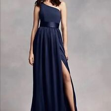 Vera Wang, WHITE Collection, One-shoulder Maxi Dress, Navy picture
