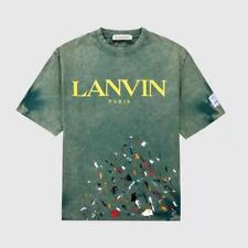 Trendy Lanvin print letters ink splash hand-painted unisex short-sleeved T-shirt picture