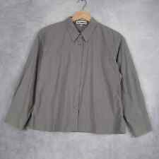 Jil Sander Top Womens 38 Gray Button Up Boxy Crop Blouse Designer Fashion Italy picture