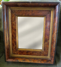 Antique Deep Picture Frame Mirror Eastlake Victorian Walnut Faux Tortoise Shell picture