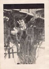 1930s Original Photo Woman's Portrait In Dried Branches 1A9 picture