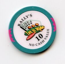 10.00 Chip from the Ballys Casino Las Vegas Nevada NCV Teal picture