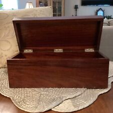 Antique Solid Mahogany Well Made Wooden Hinged Box Great Patina Granby CT Estate picture