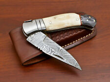 Mygolden.Knife HAND MADE DAMASCUS FOLDING POCKET KNIFE - BACK LOCK - AW-8961 picture