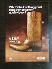 Vintage 1969 Acme Cowboy Boots Full Page Original Ad 324 picture
