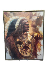 Ruane Manning Art Print Native  American Signed-Framed W/Glass 16