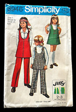 Vtg. Uncut Simplicity Jiffy Sewing Pattern 8946 Girls Jumper Tunic Pants Size 7 picture