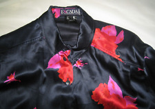 ESCADA VINTAGE SILK LONG BLOUSE IN BLACK LARGE FLORAL PRINT 40 12 WEST GERMANY picture