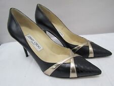 JIMMY CHOO Women's Black and Gold Leather Pumps- SZ 37.5/7.5 US picture