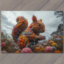 POSTCARD Squirrel Knitted Fun Strange Colorful Unreal Cute Unusual Flowers picture