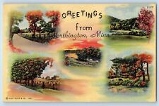 Worthington Minnesota Postcard Greetings Multiview Field c1940 Vintage Antique picture