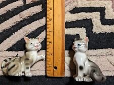 2 X Vintage mid century ceramic Cat kitten Japan, tagged. adorable eyes closed picture