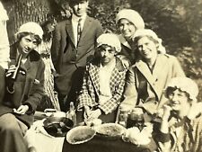 O8 Photograph 1910's Group Drinking Bottle Women Bonnets Party Picnic Style picture