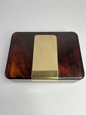 Tortoiseshell Brown Jewelry Ring Compact Compartment Case Trinket Box Storage picture