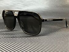 DOLCE & GABBANA DG4354 501 87 Black Rectangle Square Men's 58 mm Sunglasses picture