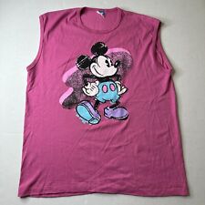 Vintage Disney Mickey Mouse Sleeveless Muscle Shirt Tank Pink 80's XL Made in US picture