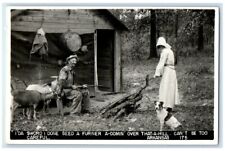 1951 Shack Man Woman Dog Goat Axe Shotgun Mountain Home AR RPPC Photo Postcard picture