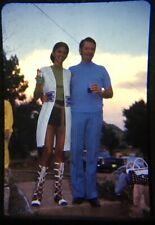 1971 35mm Slides Lot of 2 Sexy Woman Man Boho Style Gladiator Sandals Smoking picture