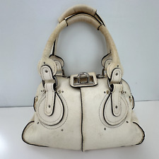 Chloe Purse Paddington White Beige Leather Handbag Shoulder Bag NO LOCK picture