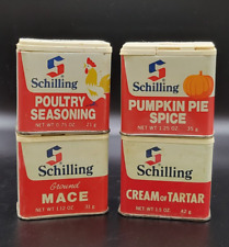 Lot - 4 Vintage Schilling Spices Pumpkin Poultry Mace Tar 1974 & '77 McCormick picture