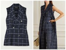 AKRIS  Gerno Double-Breasted Checked Cotton And Silk-Blend Vest - Blue 12 $1990 picture