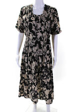 Dries Van Noten Womens Floral V Neck A Line Maxi Dress Black Size 36 picture