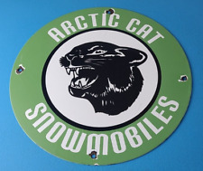 Vintage Arctic Cat Snowmobiles Sign - Sales Winter Sled Porcelain Gas Pump Sign picture