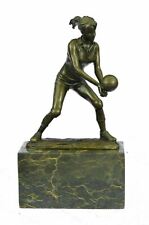 Hand Crafted Volley Ball Player Bronze Sculpture Originial Marble Figurine Sport picture