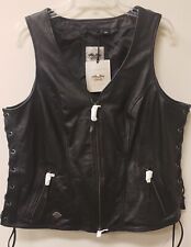 Harley Davidson Women Vest Avenue Leather Black Jacket NWT $170 picture