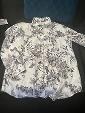 Etro Milano Womens Cotton Collared Floral Print Button Up Top Size 46 picture