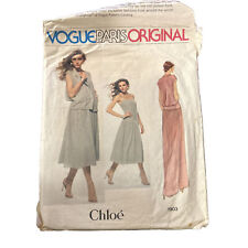 1985 Vogue Paris Original CHLOE Dress Pattern 1903 Sz 10 Cut & Uncut picture