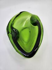 Vintage MCM Boomerang Green Art Glass Thick Emerald Green Ashtray Pre-owned picture