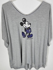 Disney Parks Sequin Mickey Mouse Women's Size 3X Gray Shirt Short Sleeve picture