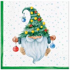 (2) Christmas Decoupage Paper Napkins Gnome Gnomes Craft Lunch Napkin - TWO picture