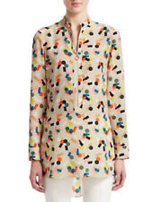 Akris Punto Memphis Bell Air Print Silk Blouse Tunic Top Beige Dots Shapes Geo 8 picture