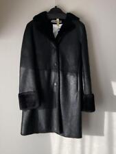 JIL SANDER Women's Button Closure Mouton Chester Coat Black Size 36 USED picture