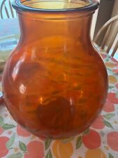 🔥Amber large/wide vase. Vintage. Heavy Glass. picture