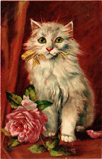PC CATS, ARTIST SIGNED, BAKER, PINK BEAUTY, Vintage Postcard (b47457) picture
